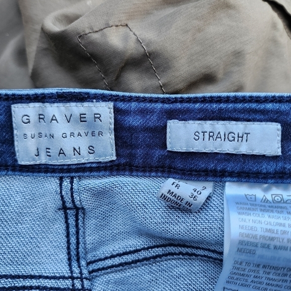 Susan Graver Dark Wash Blue Denim Zip-Front Straight Leg Jeans Women's 2 EUC - Picture 5 of 7